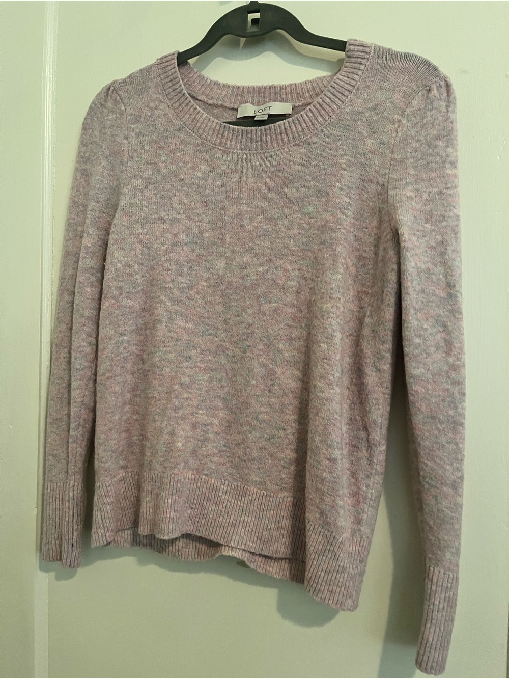 LOFT Heathered Pale Pink Crewneck Sweater